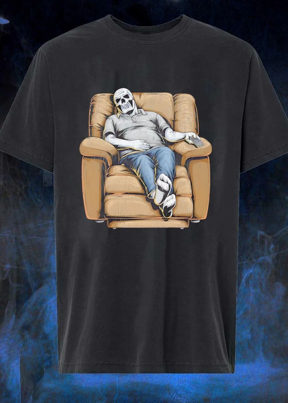 Dying to Relax Skeleton Resting in Recliner T-Shirt