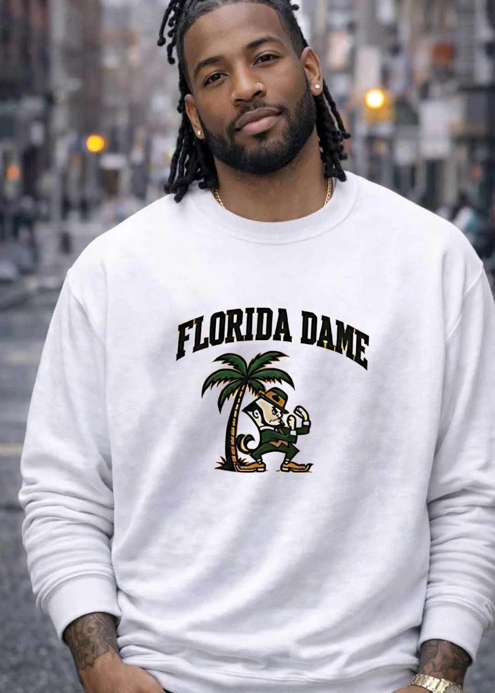 Florida Dame Fighting Irish Mascot under a Palm Tree shirt
