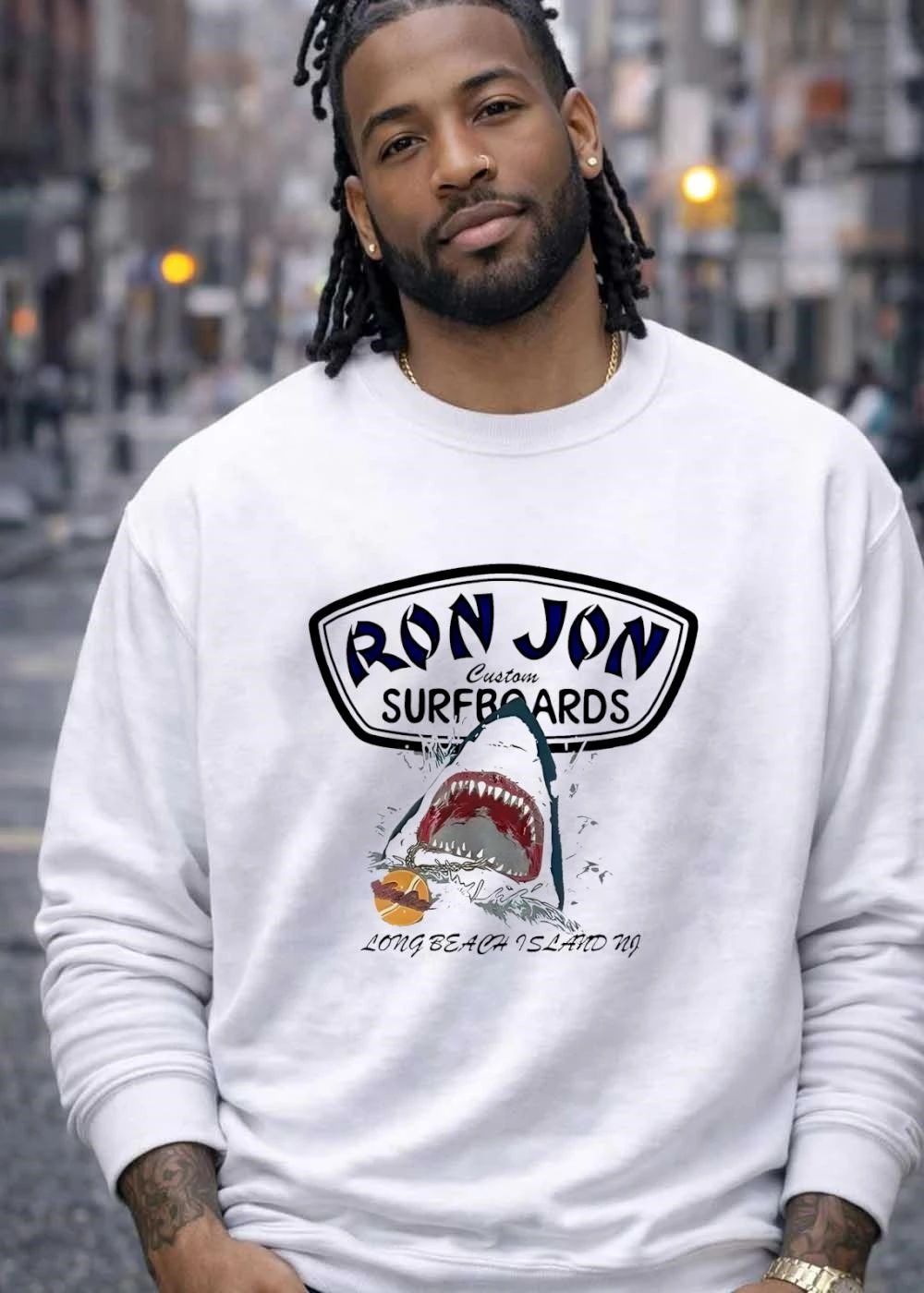 Long Beach Island NJ Ron Jon Custom Surfboards Shark Eating T-Shirt