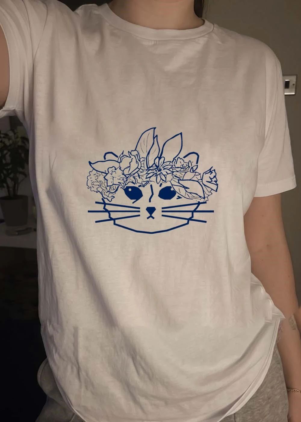Cat Lover Floral Crown T-Shirt