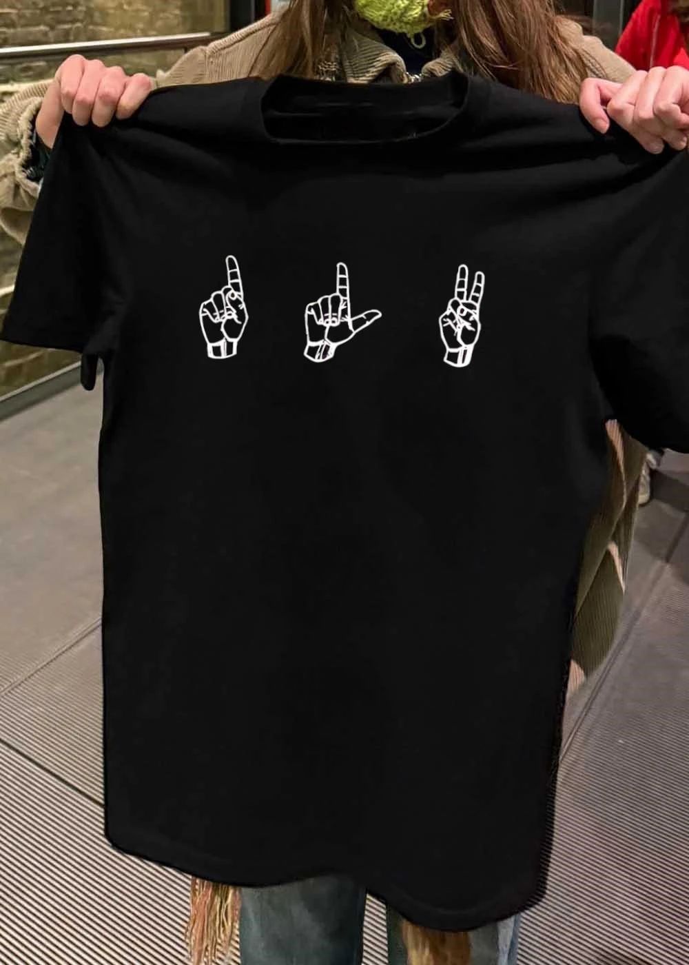 L-shape sign hand gesture shirt