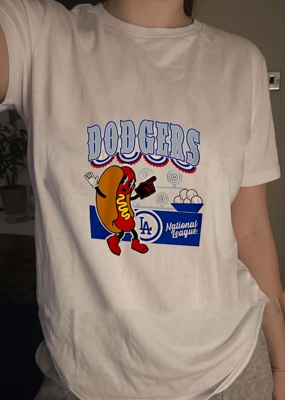 Cartoon Hot Dog Los Angeles Dodgers National League DODGERS LA National League shirt