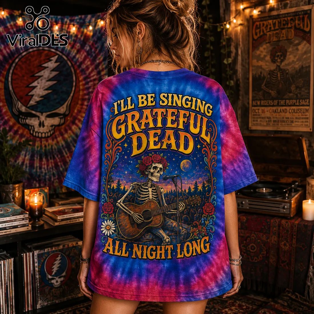 Grateful Dead All Night Long Tie Dye T-Shirt
