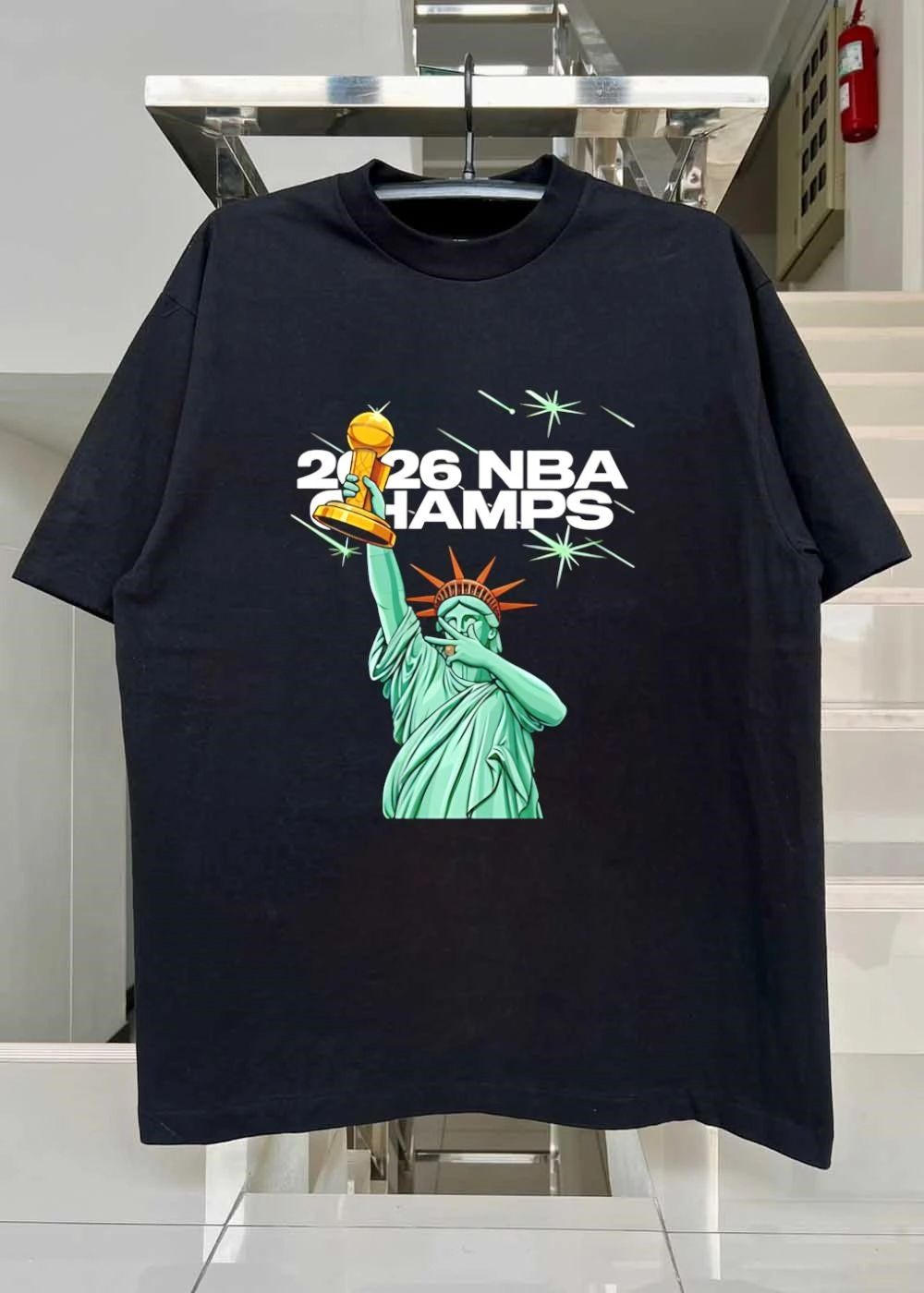 Statue of Liberty Celebrating 2026 NBA Champs T-Shirt