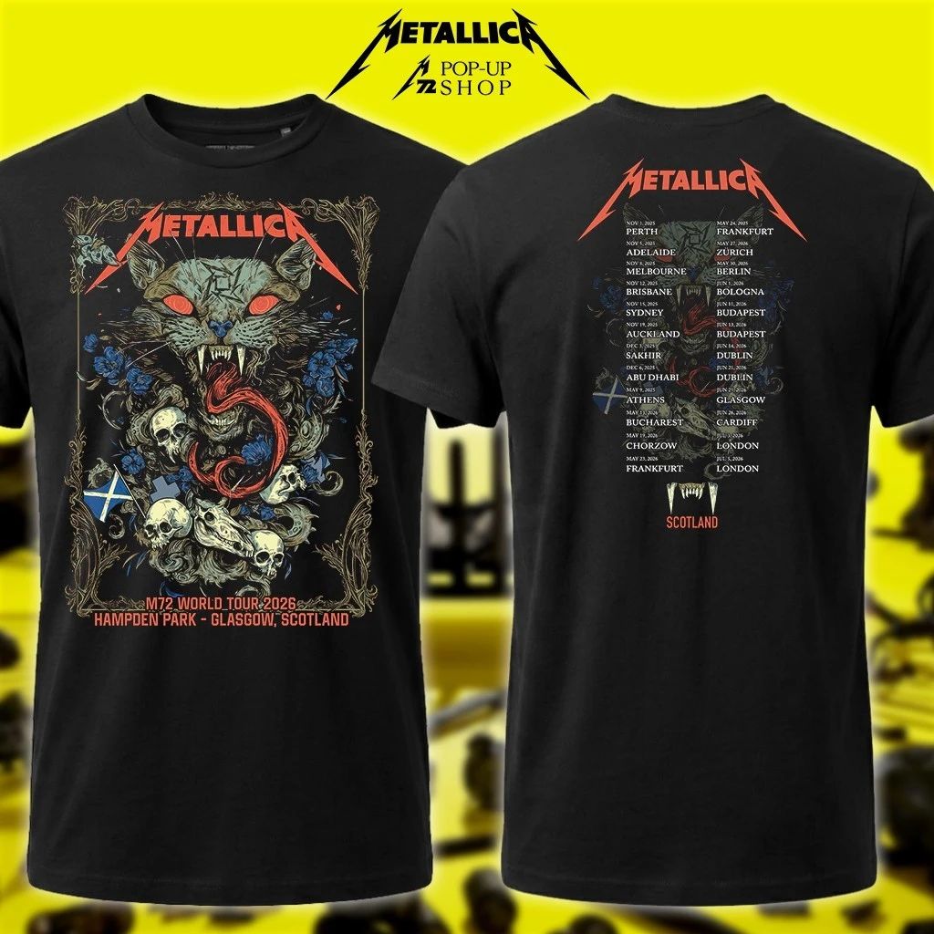 Glasgow, Scotland 25th June 2026 M72 World Tour 2026 Shirt – UK & Europe Tour Venues Schedule Art by Wolf Skull Jack