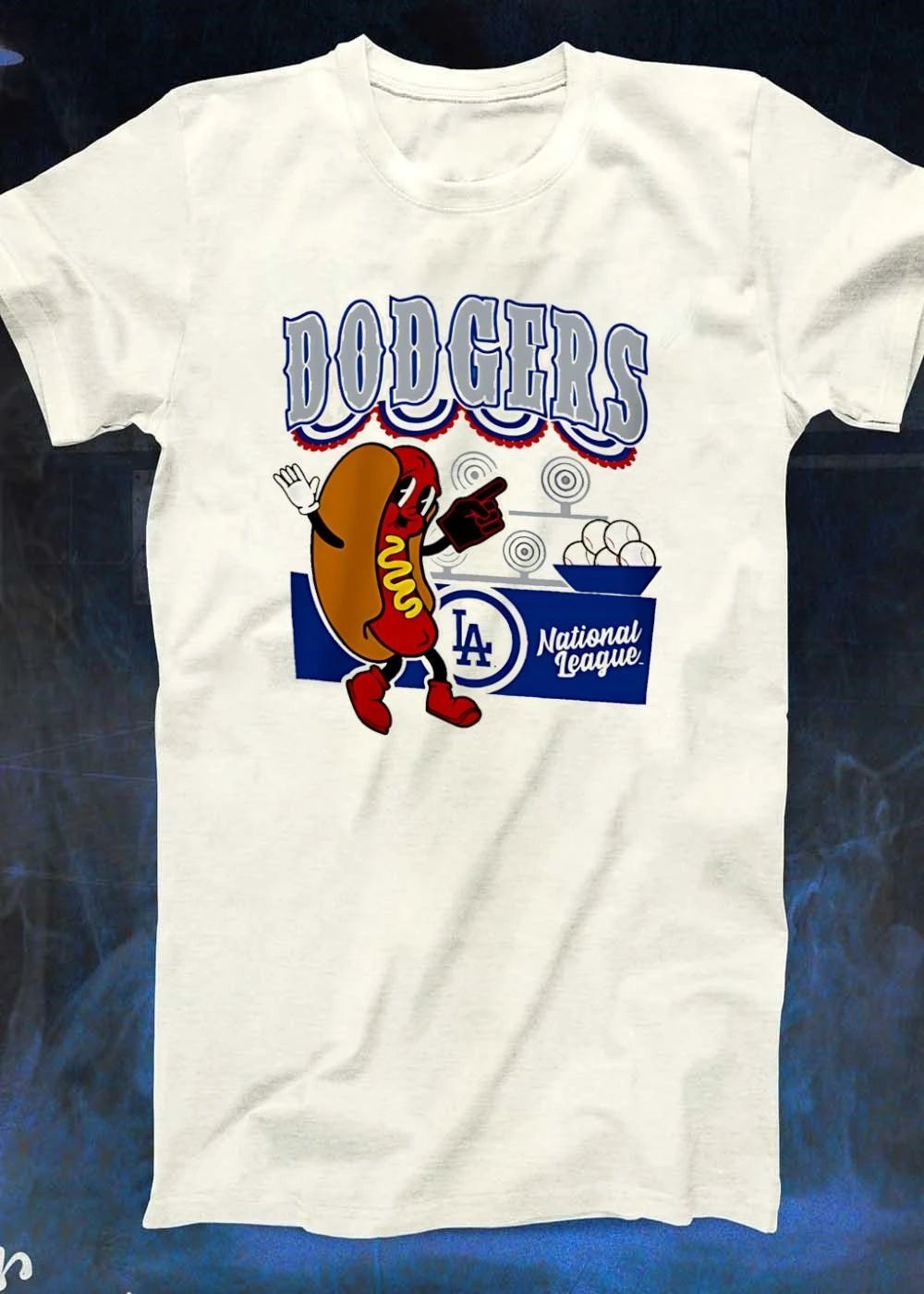 Cartoon Hot Dog Los Angeles Dodgers National League DODGERS LA National League shirt