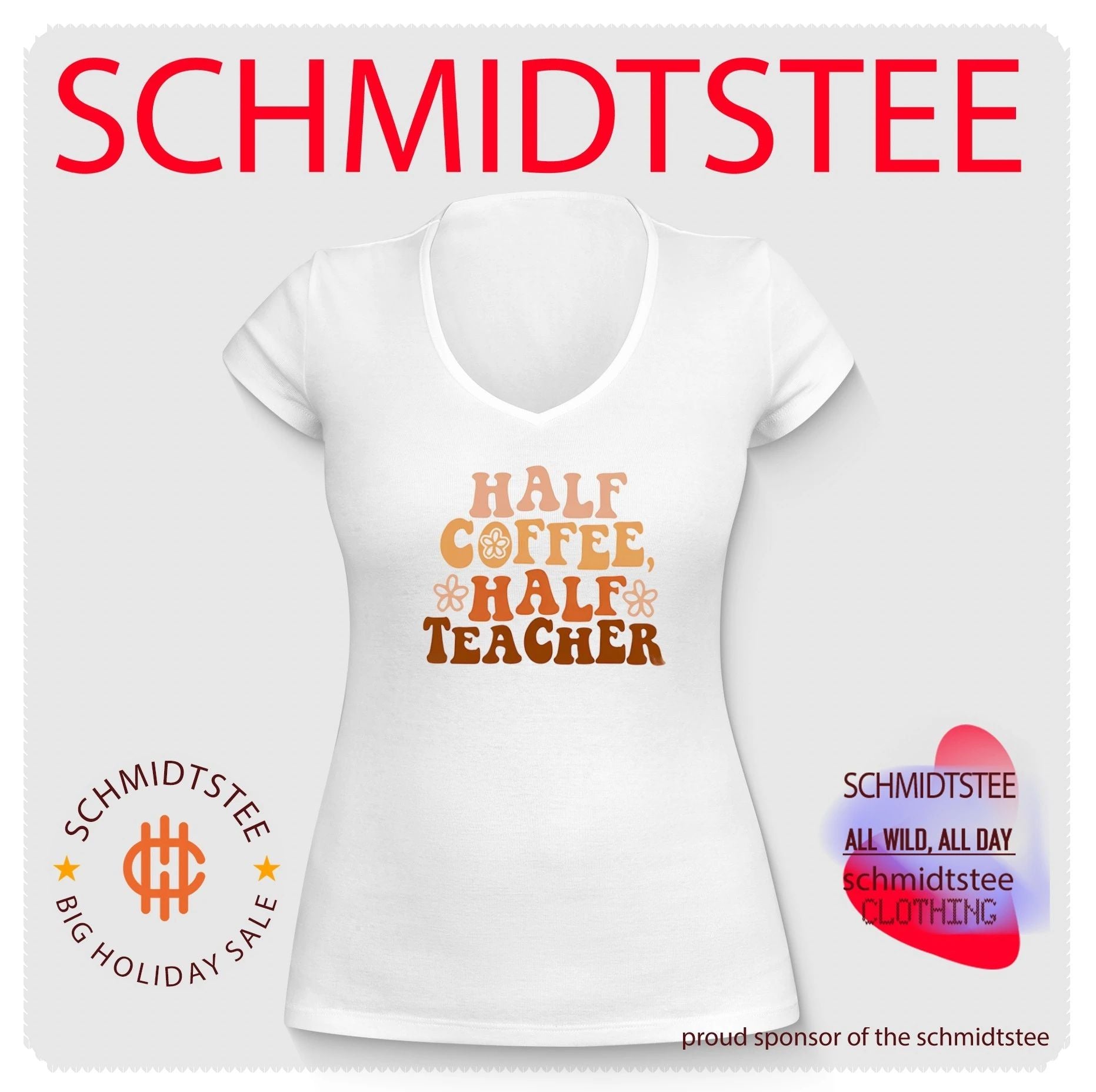 Half Coffee Half Teacher Shirt