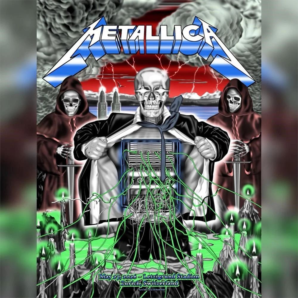 Metallica M72 Zurich 2026 Poster Art By Luca Schenardi Pop-Up Shop