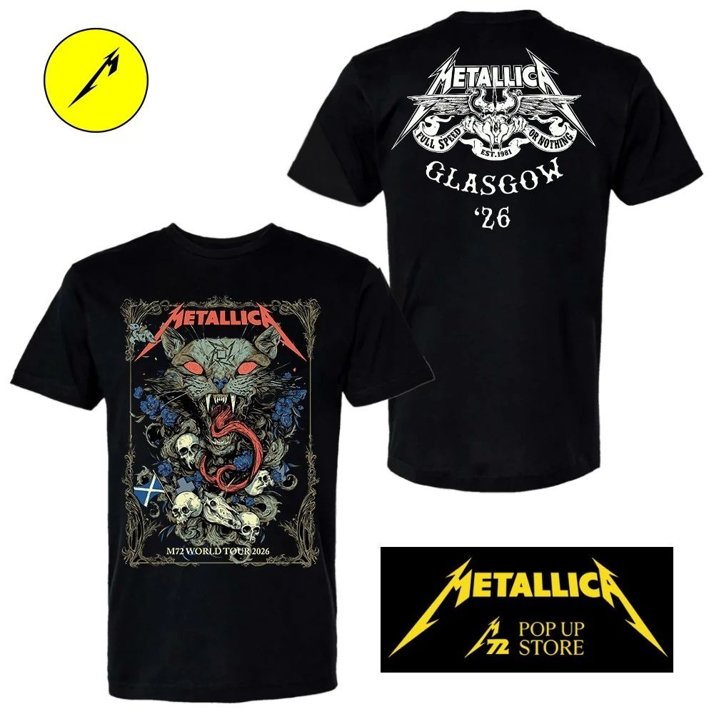 Metallica M72 Glasgow 2026 T-Shirt – June 25 Exclusively Limited Edition Art by WolfSkullJack
