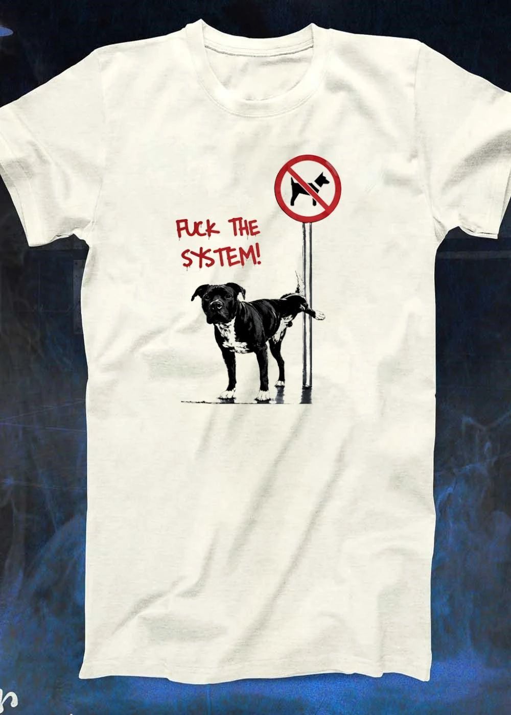 Anti-Dog Sign Fuck the System Pitbull T-Shirt