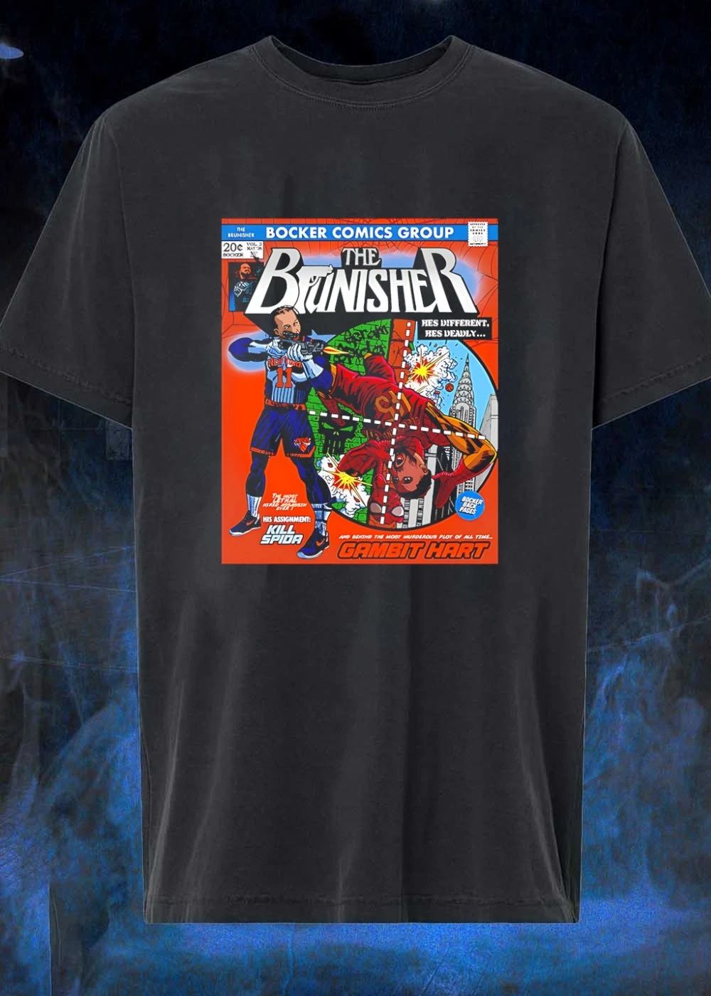 Bocker Comics Group The Brunisher He Is Different Deadly Kill Spida New York T-Shirt