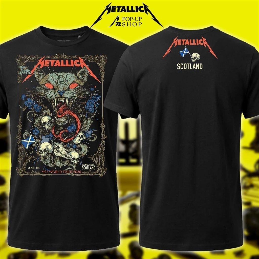 Wolf Skull Jack Art Metallica M72 Glasgow, Scotland Concert Shirt – Hampden Park 25th June 2026