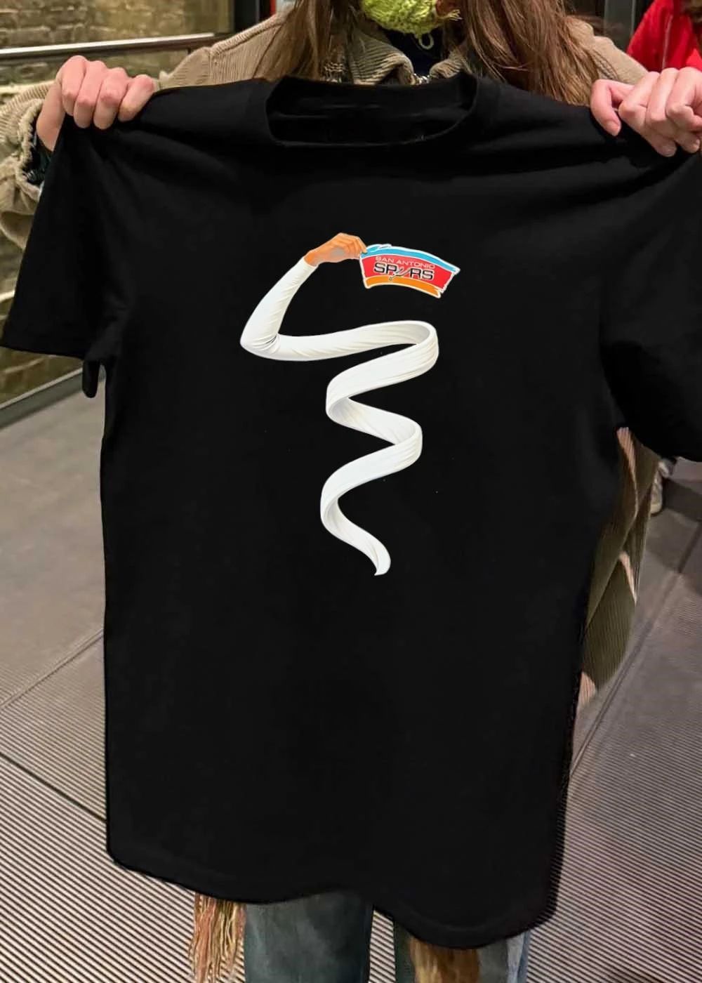 WNBA Long Arm Stretching to Hold a San Antonio Spurs T-Shirt