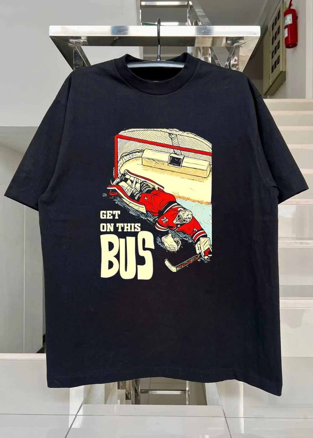 Hockey Goalie Save Get on This Bus Carolina Hurricanes T-Shirt