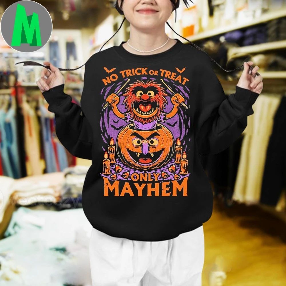 No Trick Or Treat Only Mayhem Puppet Pumpkin Halloween Shirt