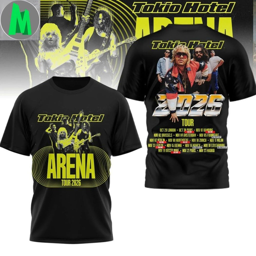 Original Tokio Hotel Arena 2026 Tour Two Sided Hoodie T-Shirt