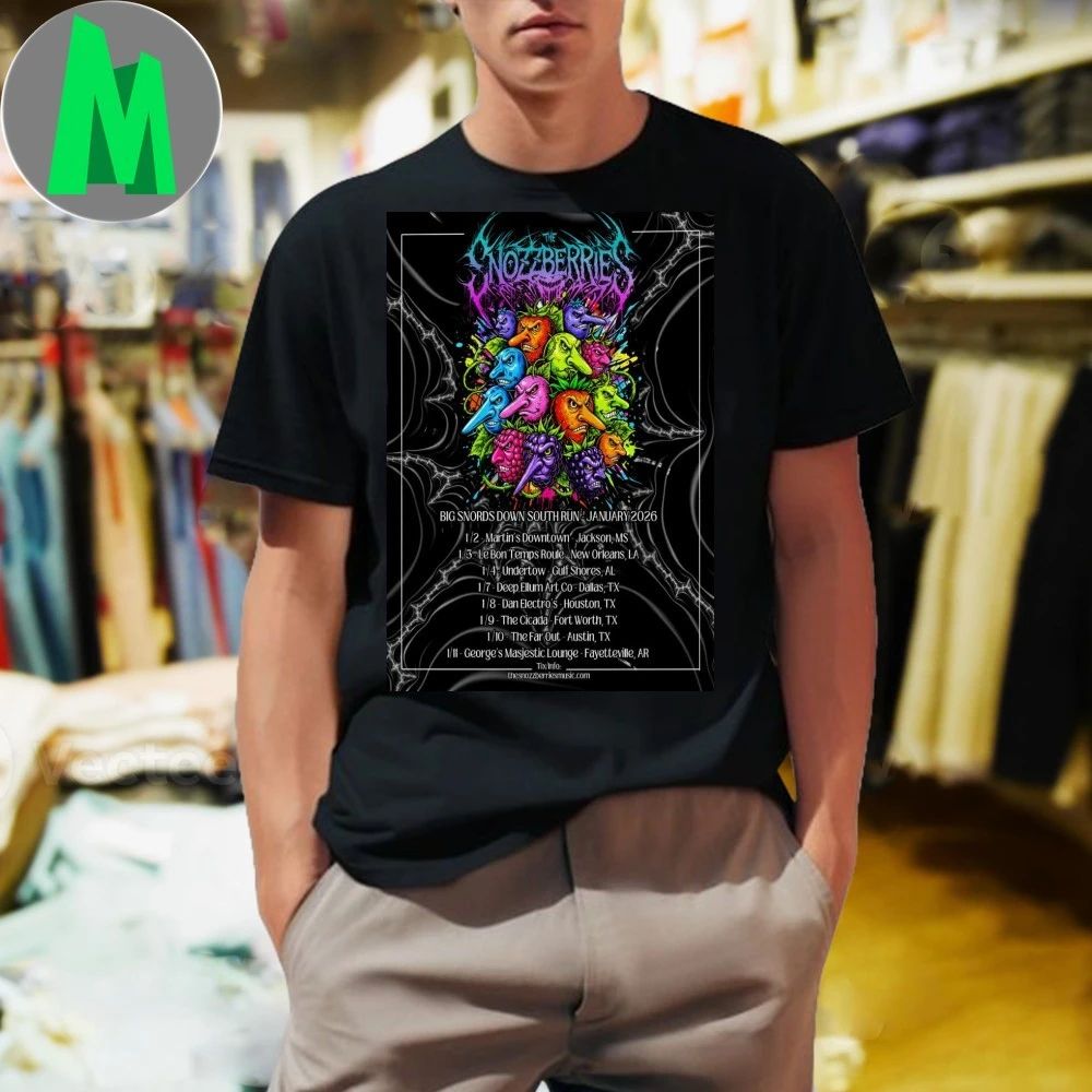 Original The Snozzberries Big Snords Down South Run Jan 2026 Tour Poster Shirt