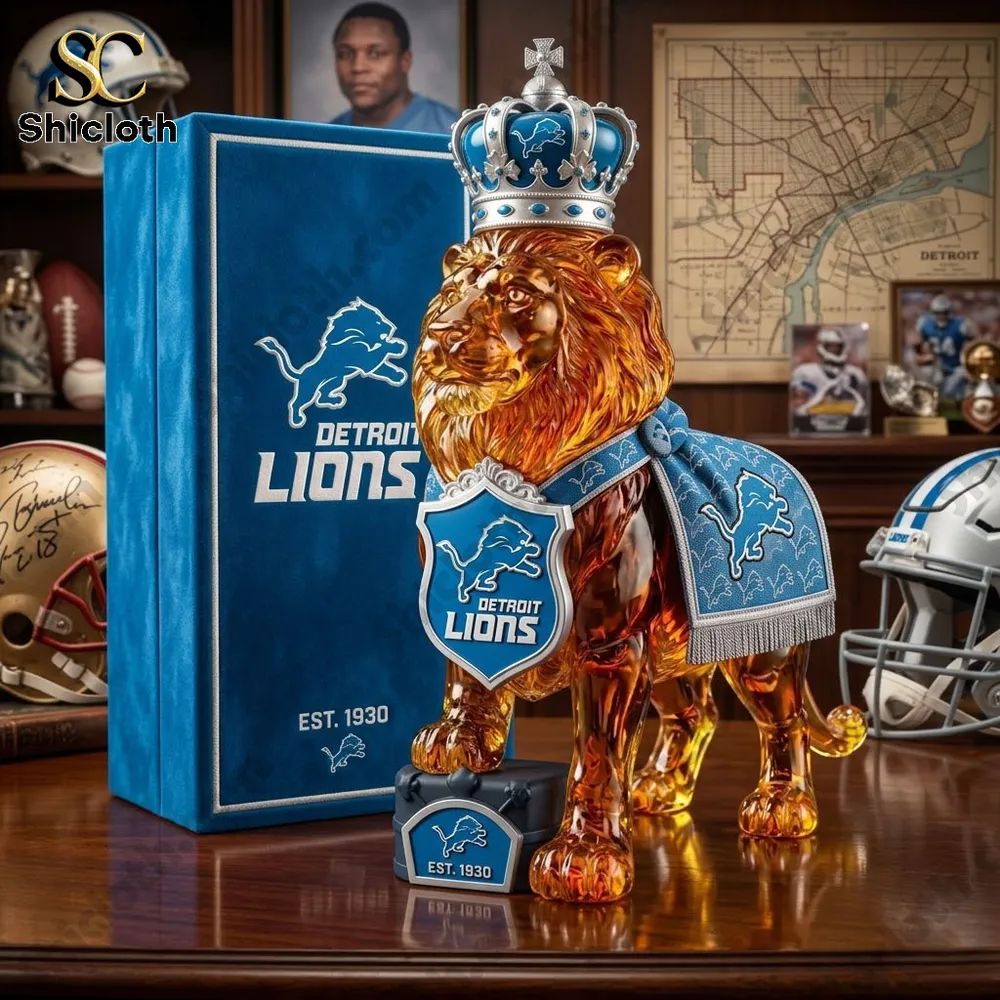 Detroit Lions Crown Royal Whiskey Lion Bottle