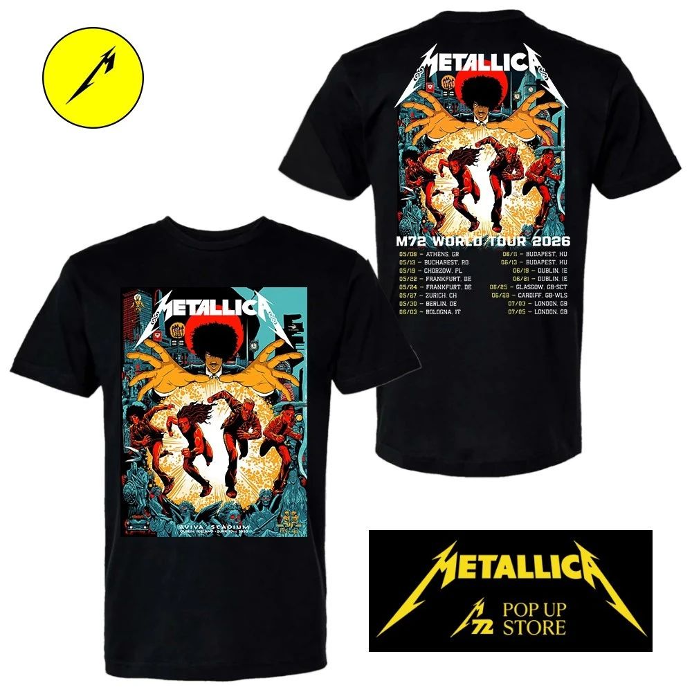 Metallica M72 Dublin Ireland Night 1 Double-Sided T-Shirt – June 19 at Aviva Stadium – Setlist Back Print