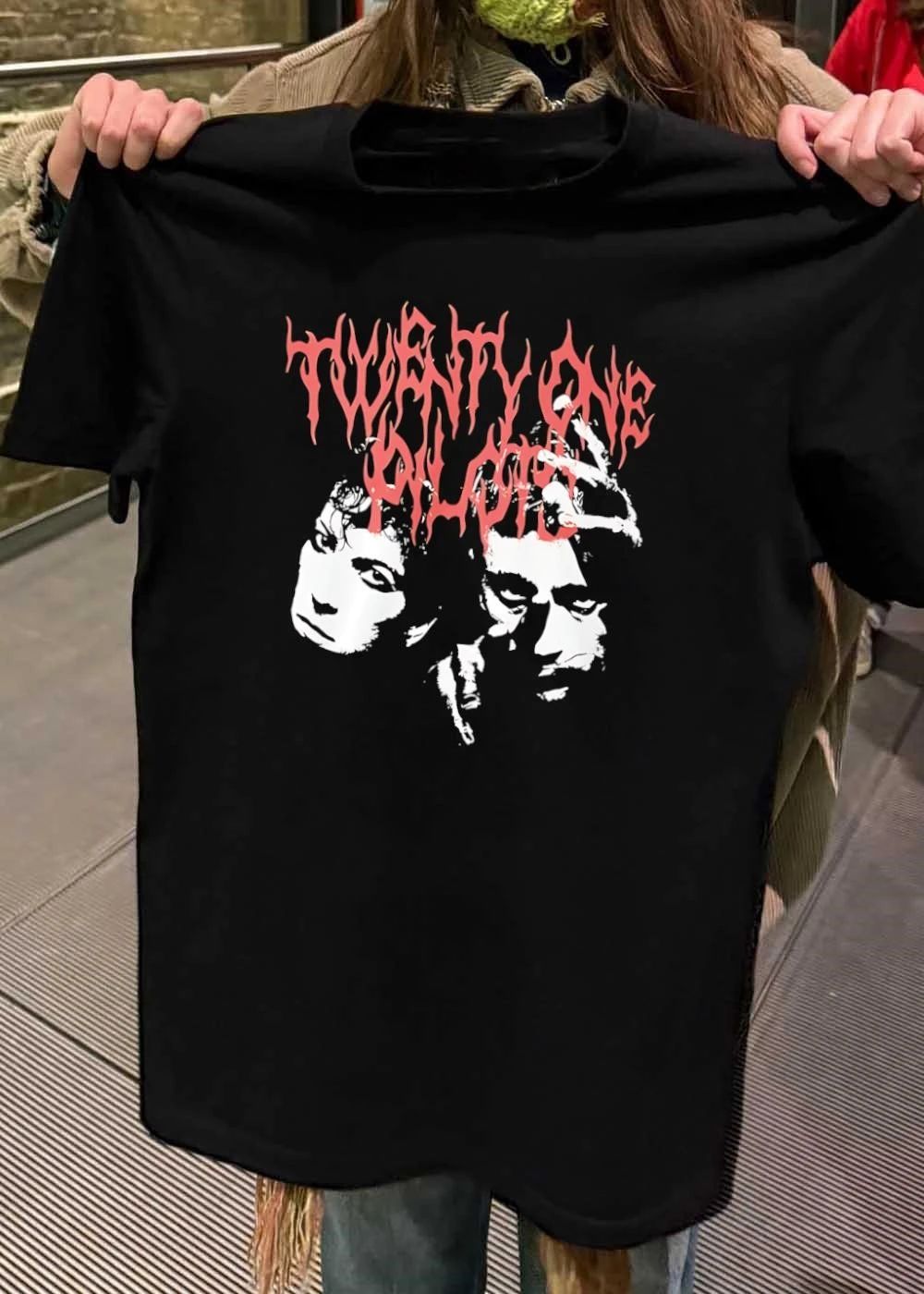 Twenty One Pilots Band Members With Skeleton Hand Black shirt