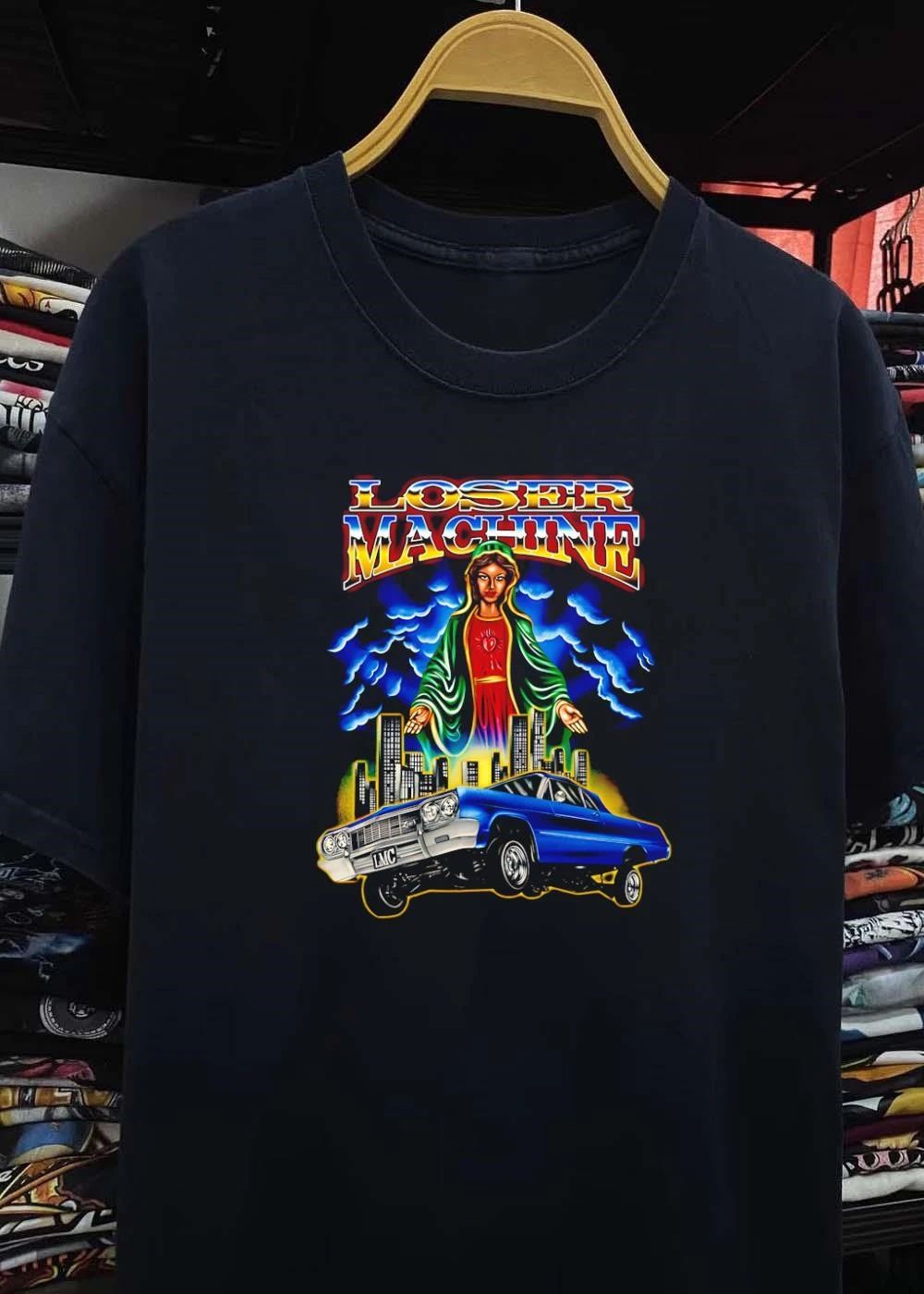 Loser Machine Our Lady Guadalupe Chevrolet Impala hydraulic lowrider LMC shirt