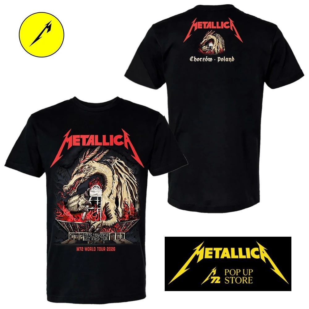 Metallica M72 World Tour Chorzow 2026 Pop-Up Poster by Karol Banach The Silesian Dragon Shirt