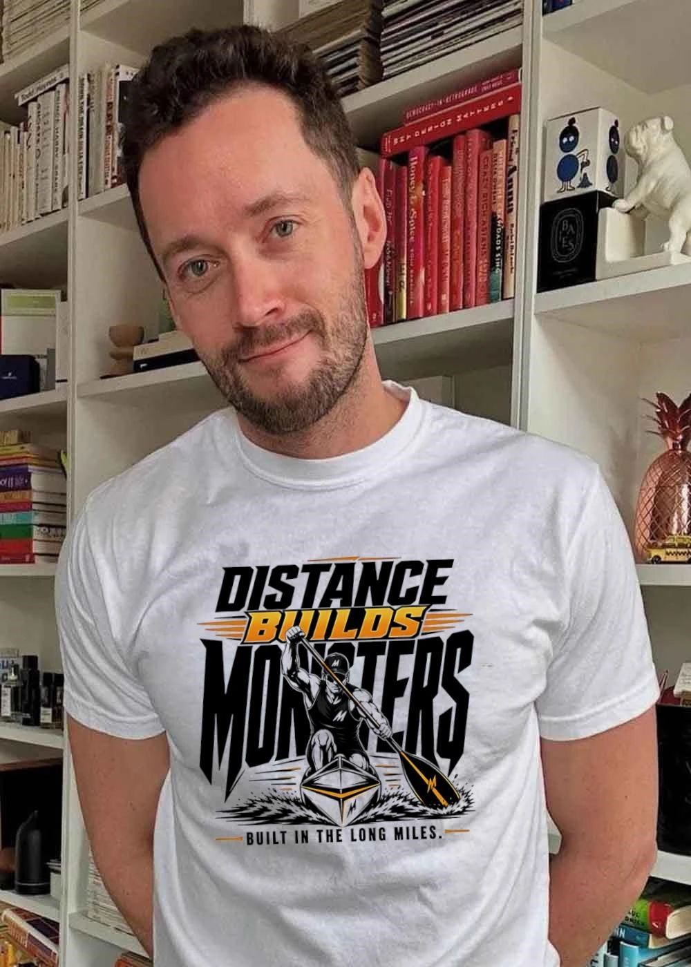 Distance Builds Monsters Paddling Kayaking Athlete M-Logo Built in the Long Miles 2026 Race Prep Shirt