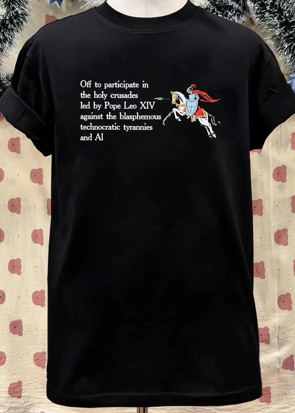 Knight Crusader Off to Participate in Holy Crusades Led by Pope Leo XIV AI T-Shirt