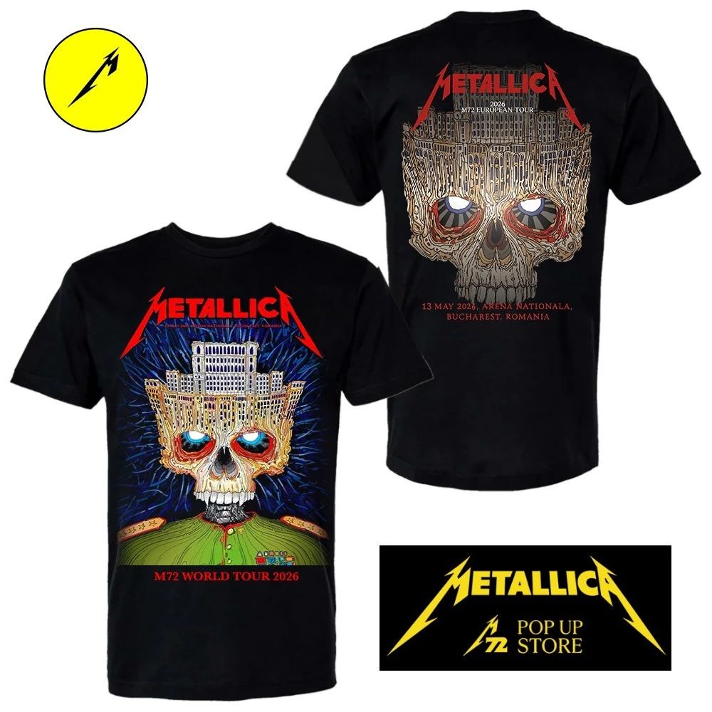 Metallica Bucharest, RO On May 13 2026 M72 World Tour 2026 Skull Palace by Matei Apostolescu Two Sided Shirt