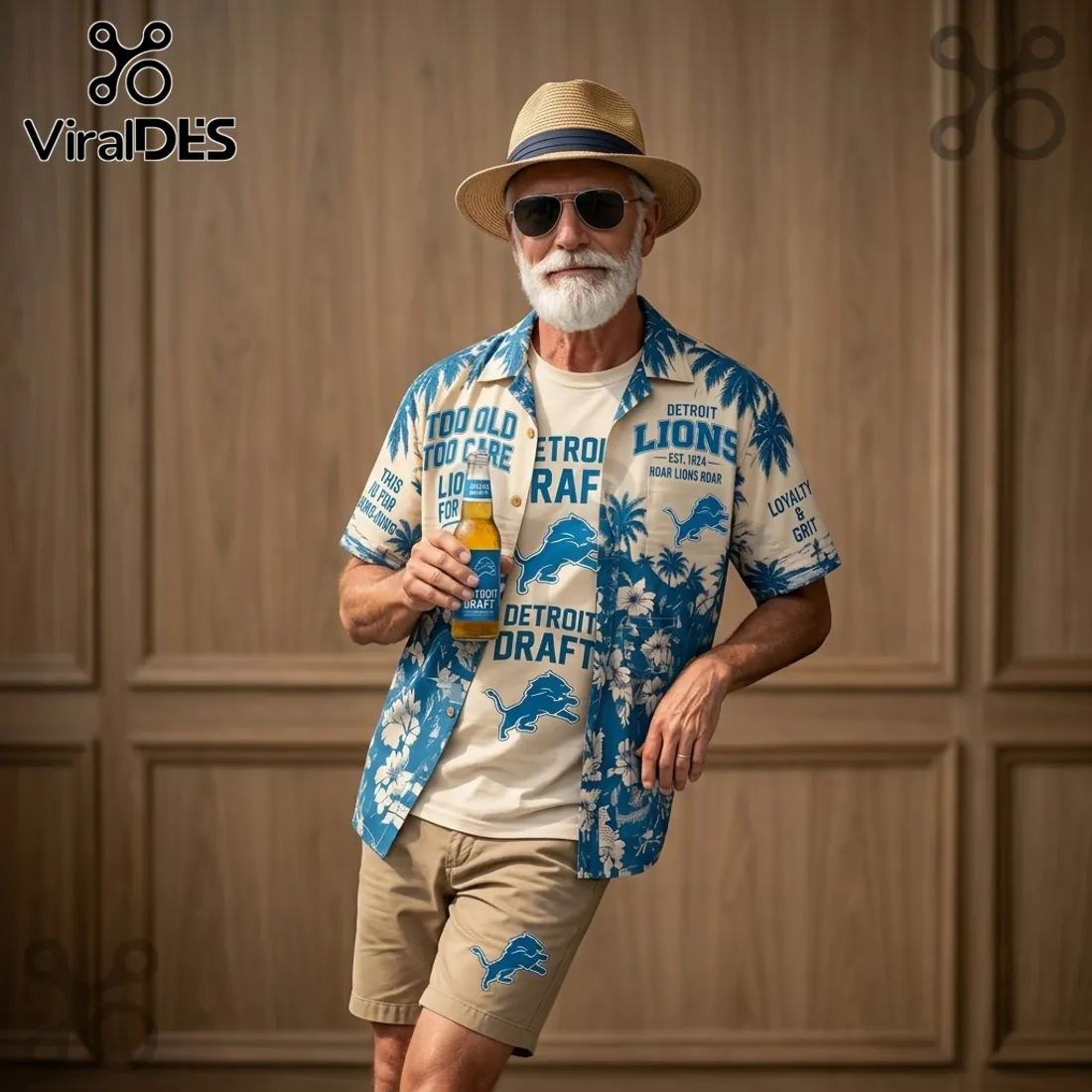 Detroit Lions Tropical Pattern Hawaiian Shirt