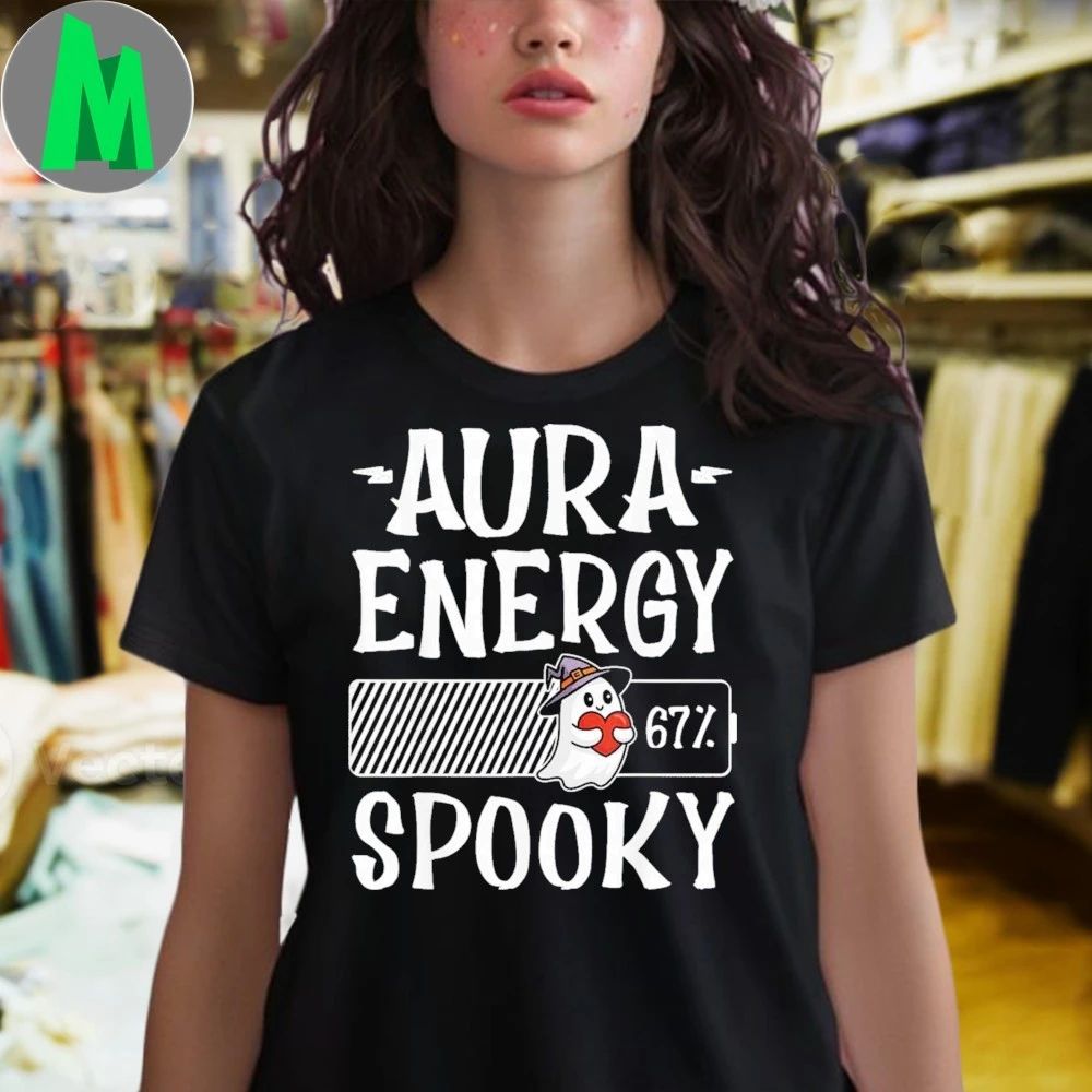 Funny Halloween Ghost Aura Energy 67 Spooky Gen Alpha Slang Shirt