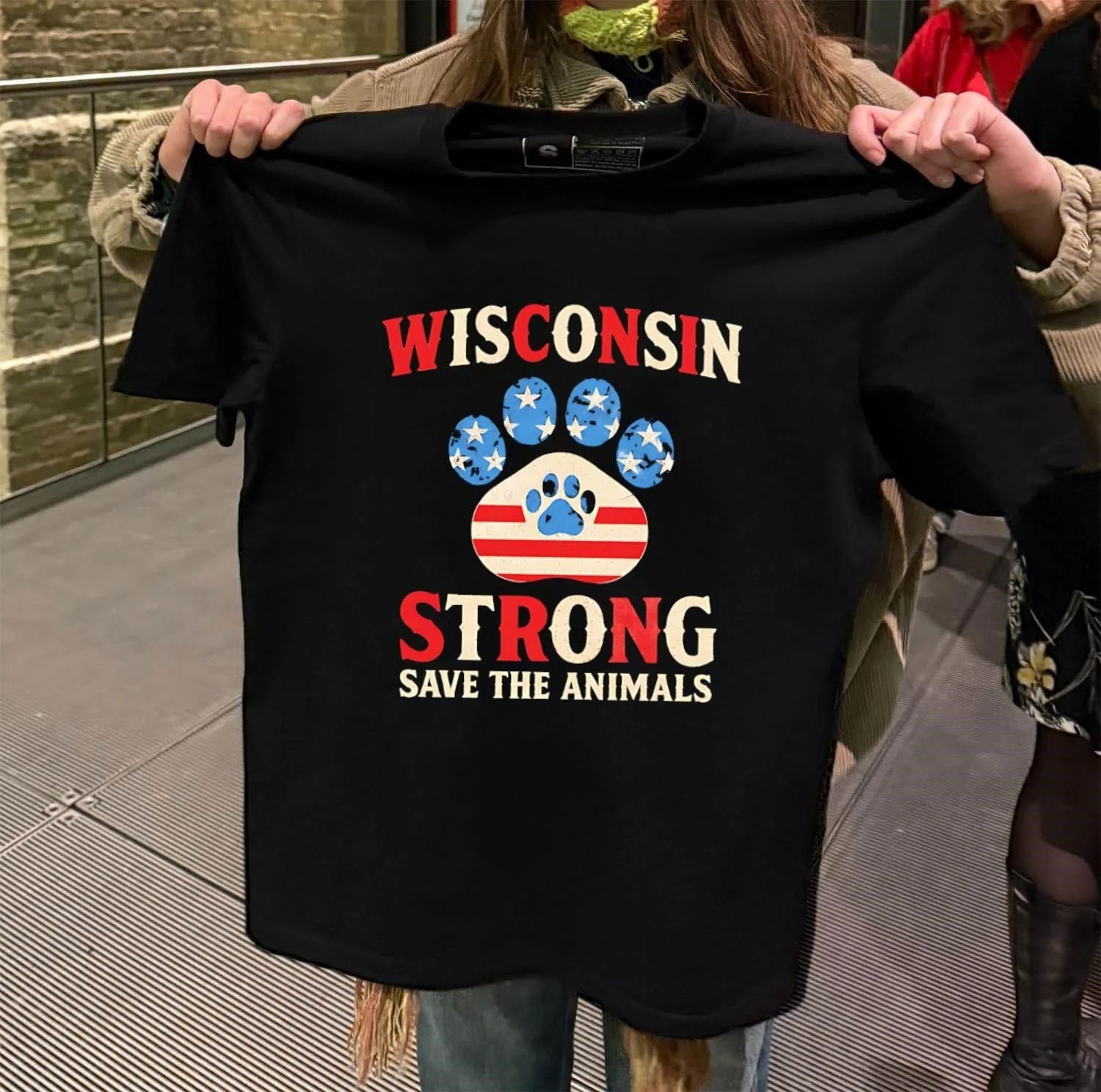 Wisconsin Strong Save The Animals USA Flag shirt