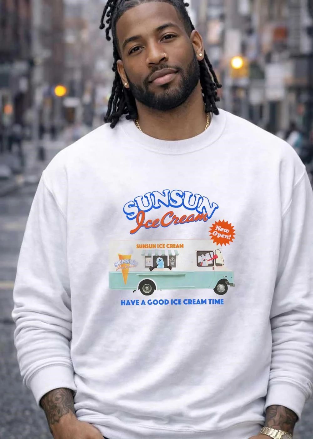 New Open! SunSun Ice Cream Have a Good Time Graphic T-Shirt