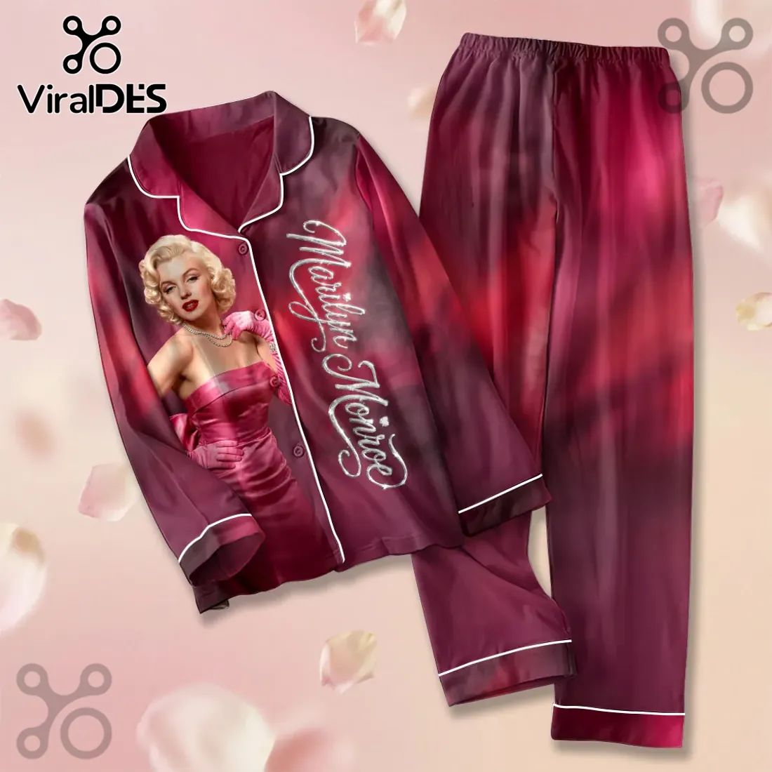 Marilyn Monroe 100th Anniversary Burgundy Satin Pajama Set
