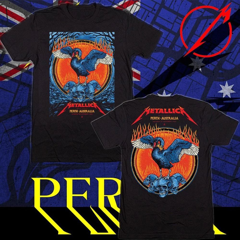Metallica M72 Perth November 1, 2025 Optus Stadium, Australia Artwork by Ben Brown Swan and Skulls T-Shirt
