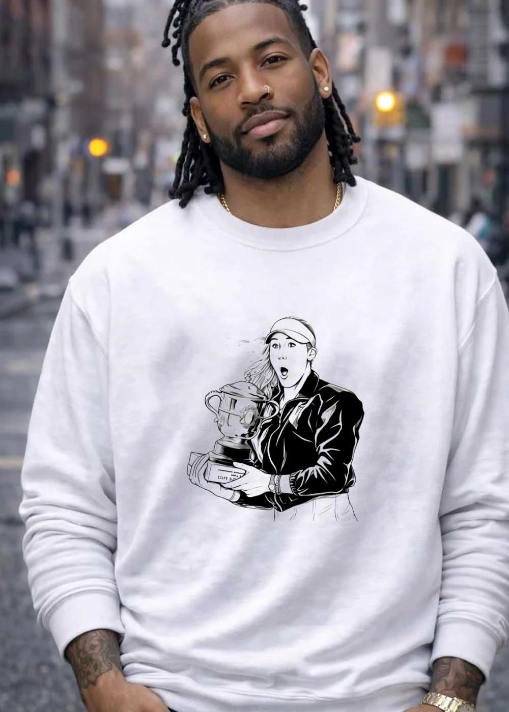 Tennis Champion Celebrating with Trophy Coupe Suzanne Lenglen T-Shirt