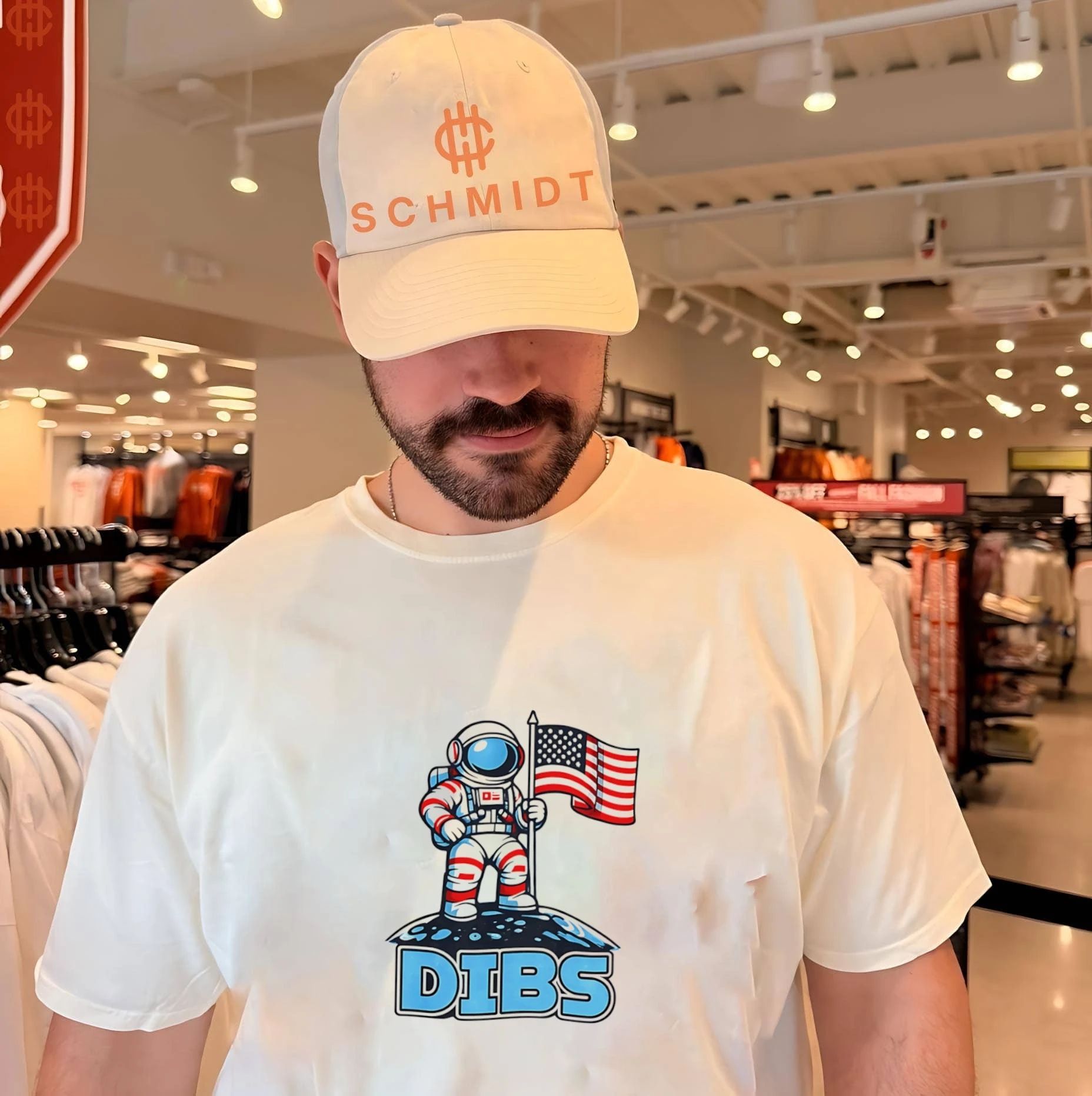 USA Dibs on the Moon Astronaut space American flag shirt