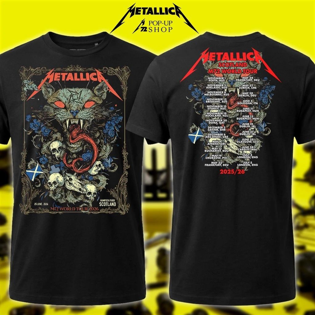 Wolf Skull Jack Metallica Scotland Pop-Up Tee – Glasgow 25th June 2026 M72 European Tour Dates