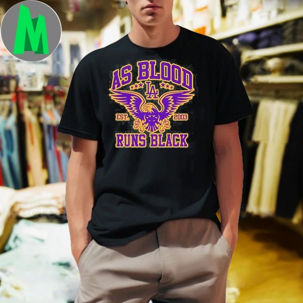 Original As Blood Runs Black Eagle Crest Purple and Gold T-Shirt