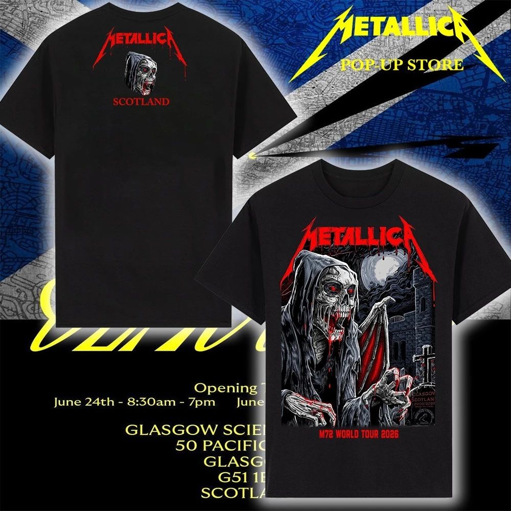 Metallica Glasgow 2026 Merch T-Shirt – Limited Edition Pop-Up Store Exclusive – Art By Landon Armstrong