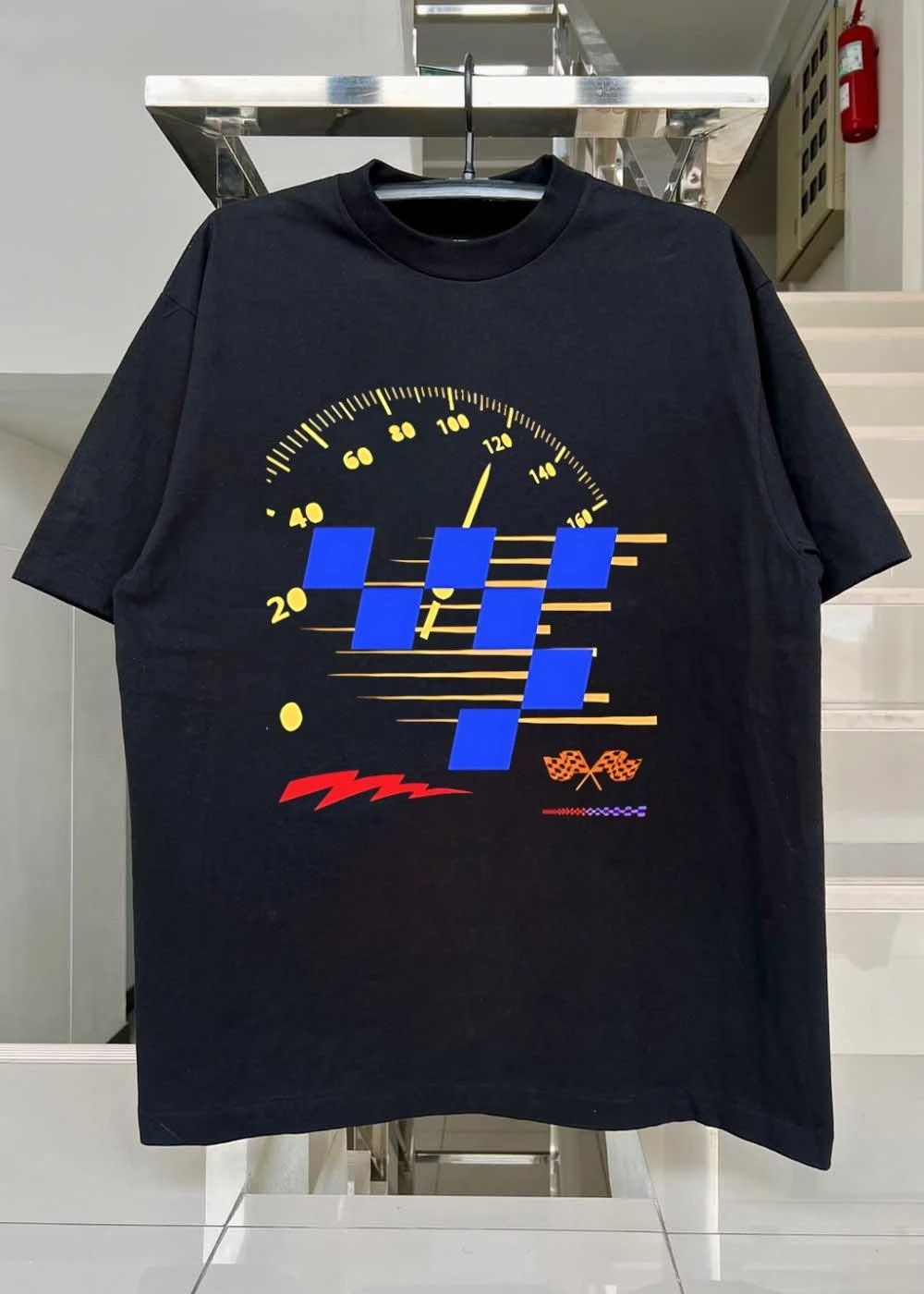 Automotive Racing Speedometer Checkered Flags Shirt