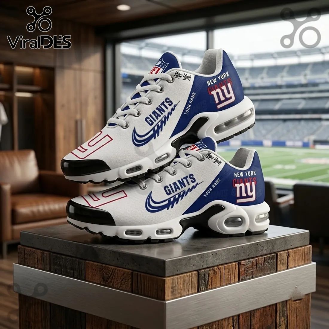 New York Giants Custom Name Max Plus Sneakers