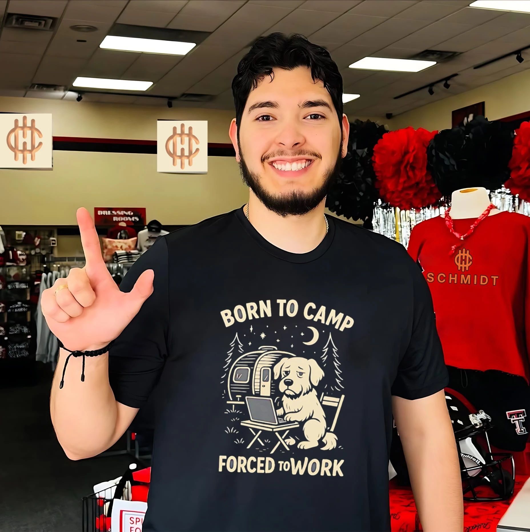 Born to camp forced to work cartoon dog vintage shirt