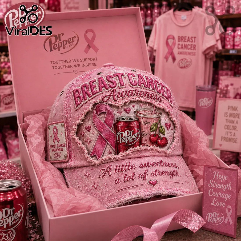Dr Pepper Breast Cancer Awareness Pink Distressed Baseball Cap