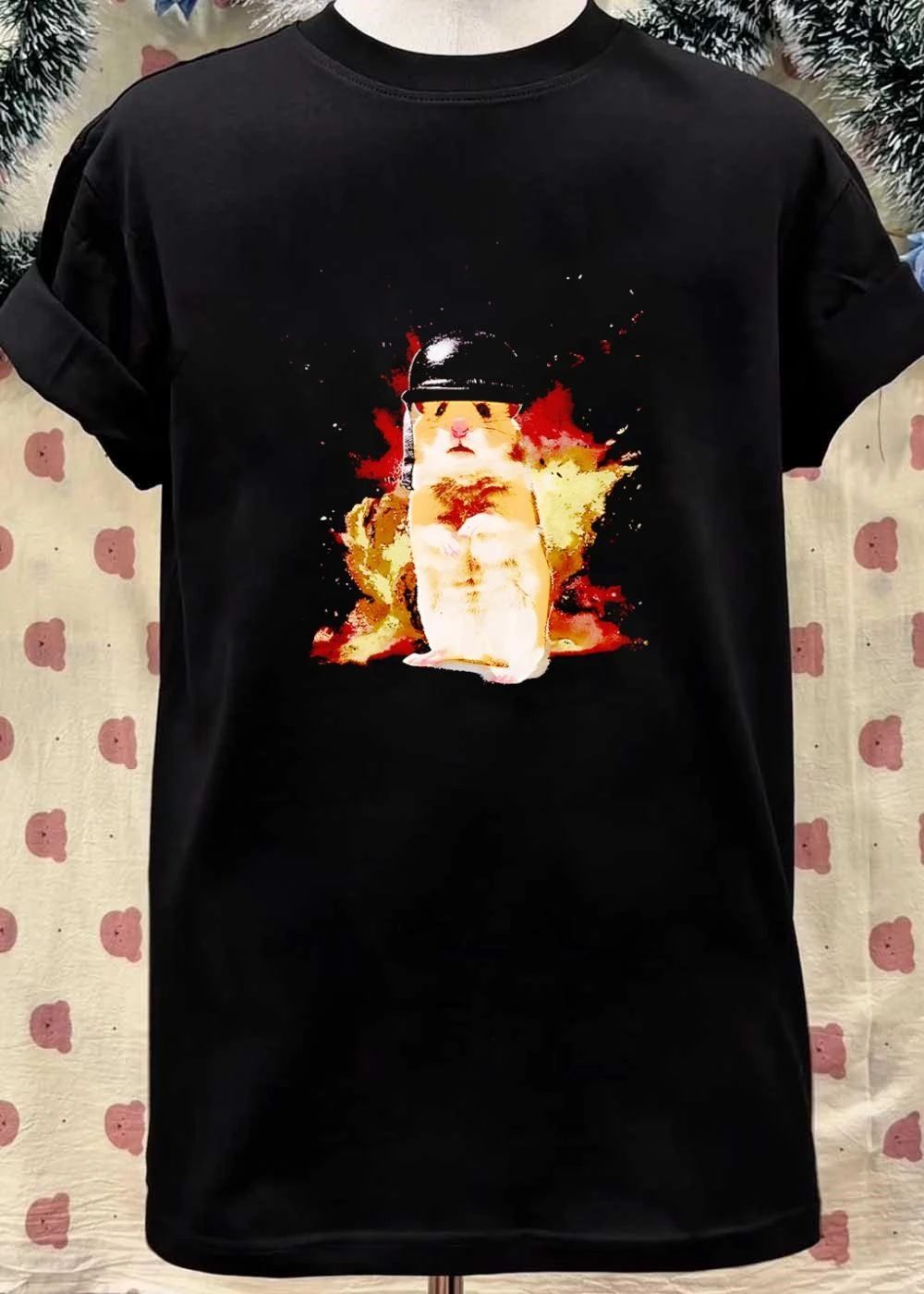 Shocked Hamster Military Helmet Graphic Shirt