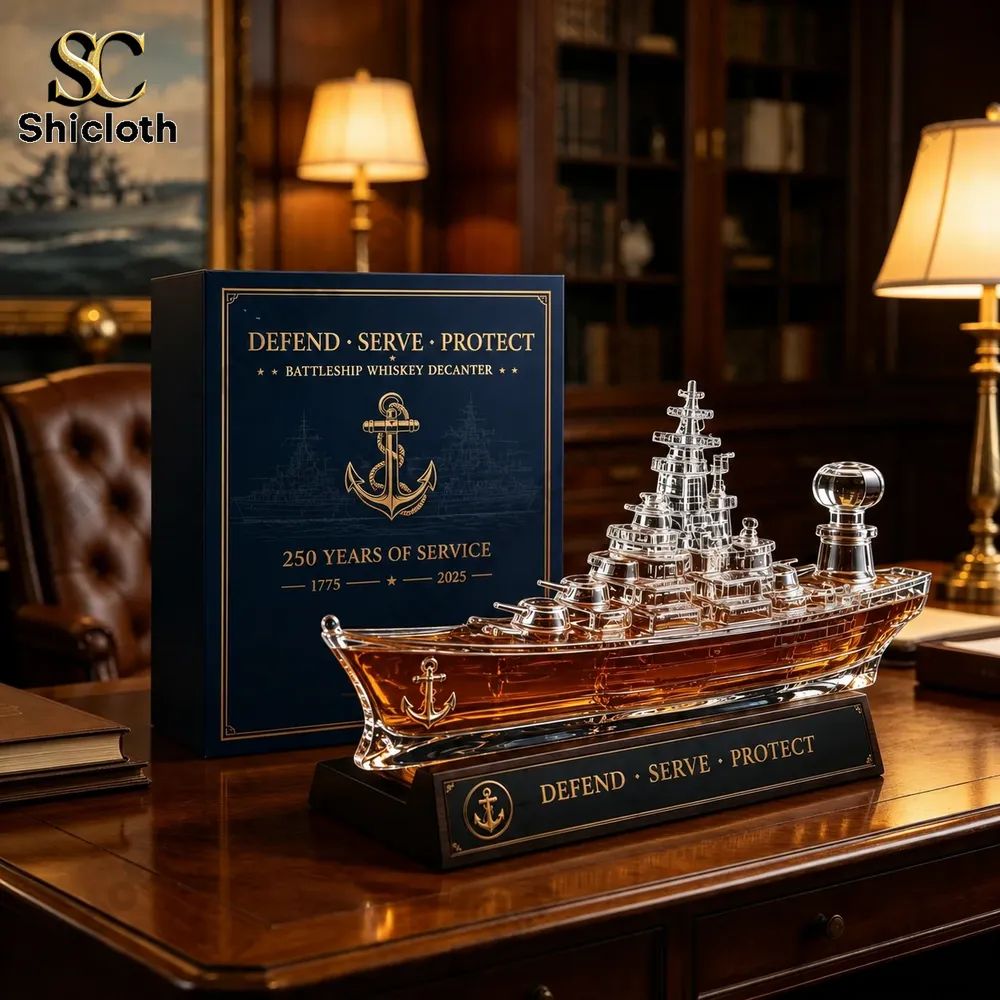 Us Navy 1775?2025 Commemorative Battleship Whiskey Decanter