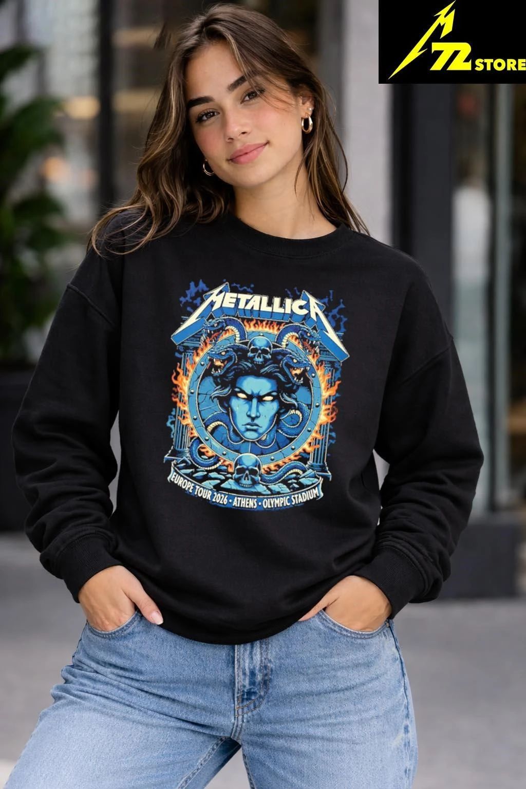 Metallica M72 Athens Europe Tour 2026 Medusa Shield Art On May 9 2026 At Olympic Stadium Athens Greece Graphic Shirt