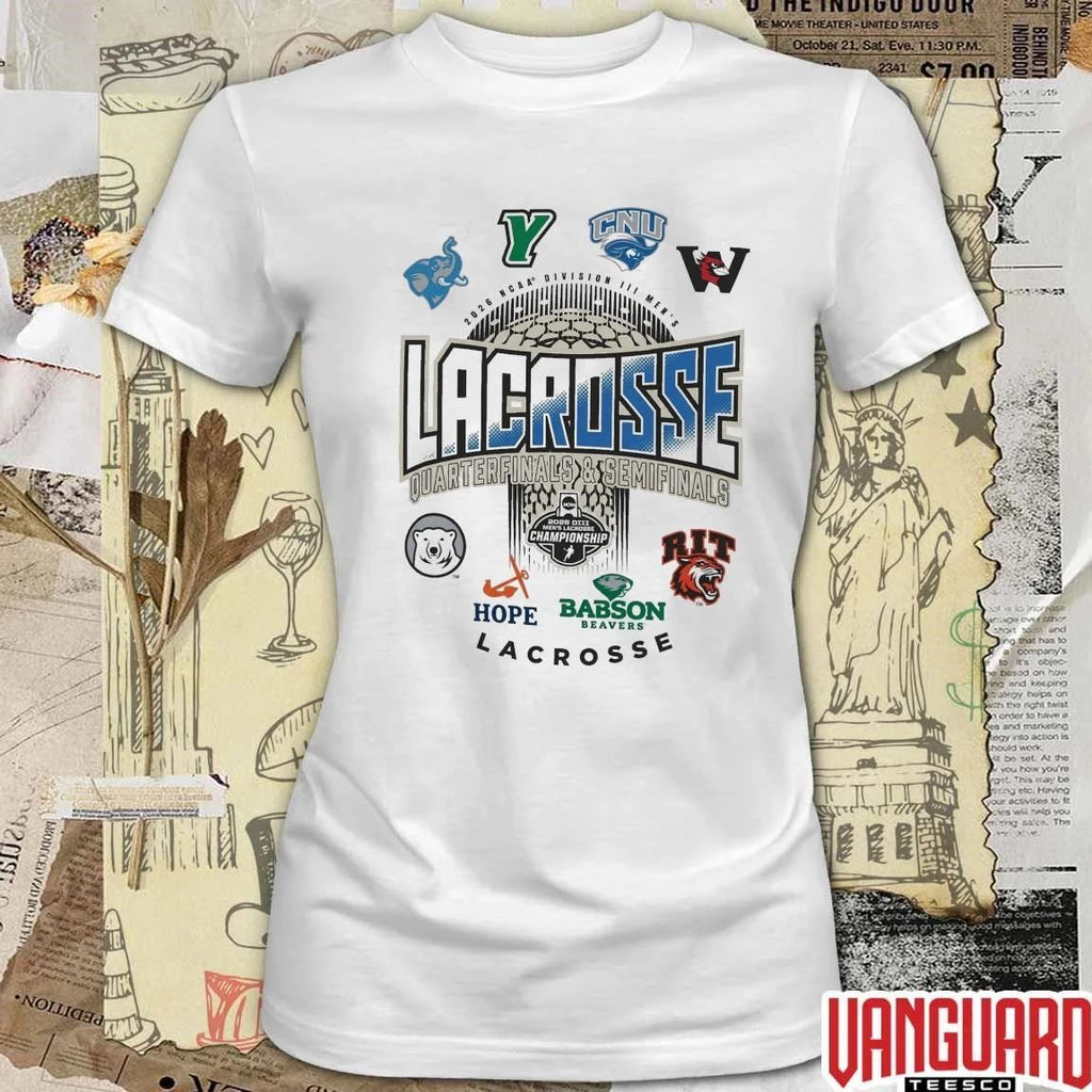 2026 NCAA Division III Men’s Lacrosse Quarterfinals and Semifinals Champion Logos t-shirt