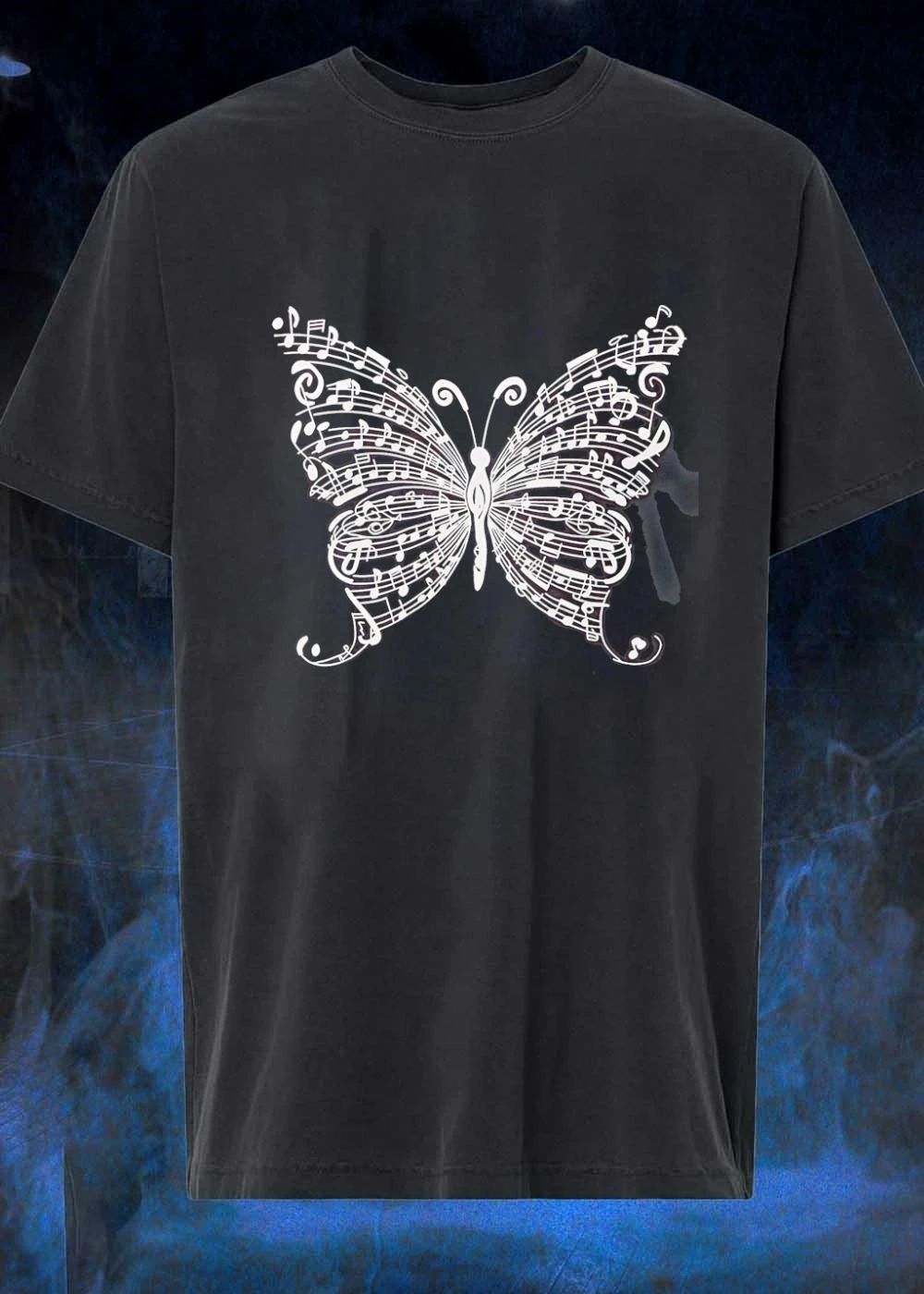 Musical Notes Abstract Art Musical Butterfly Shirt