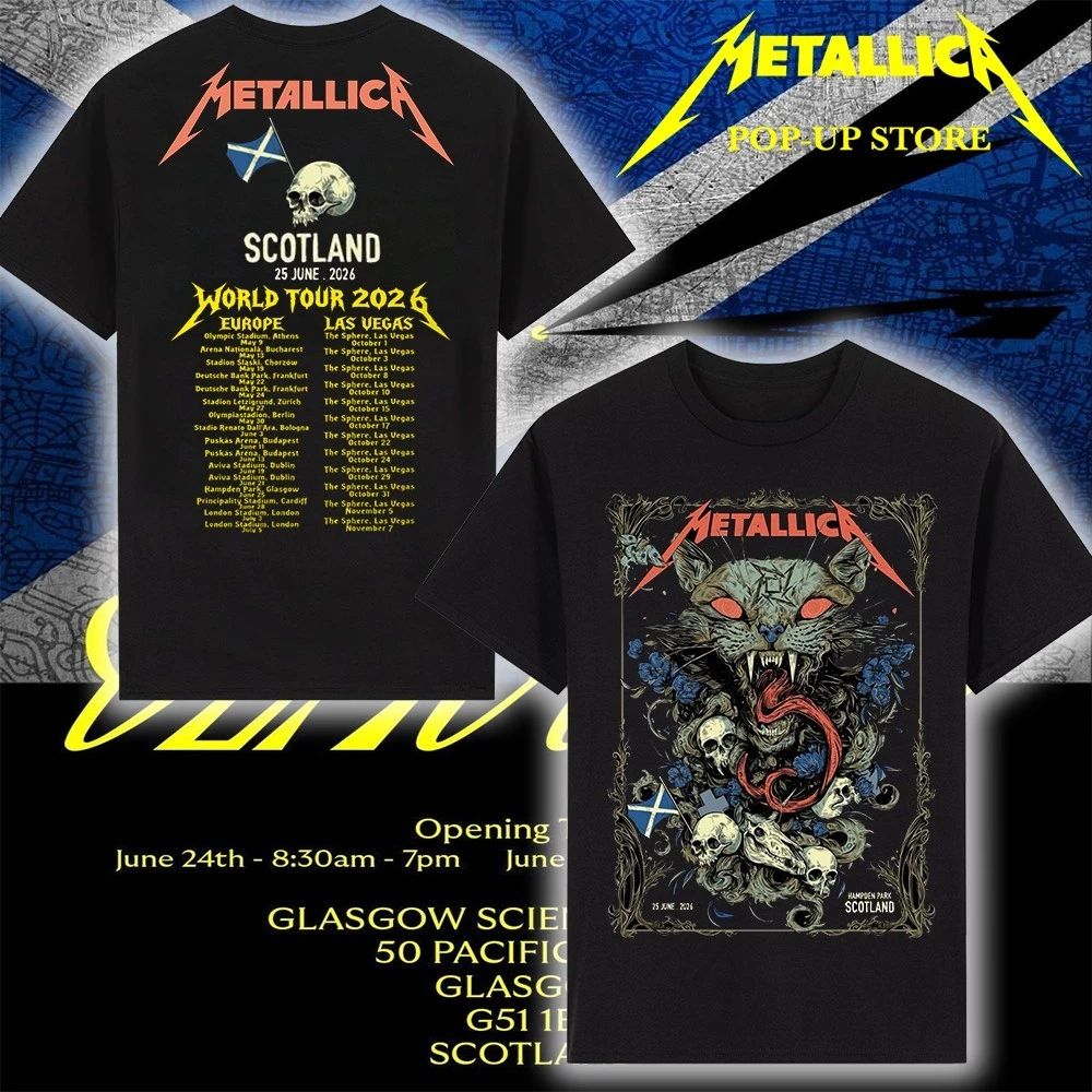 Metallica M72 Glasgow Scotland 2026 Concert Apparel At Hampden Park On 25 June 2026 The Wild Cat Art Design T-Shirt